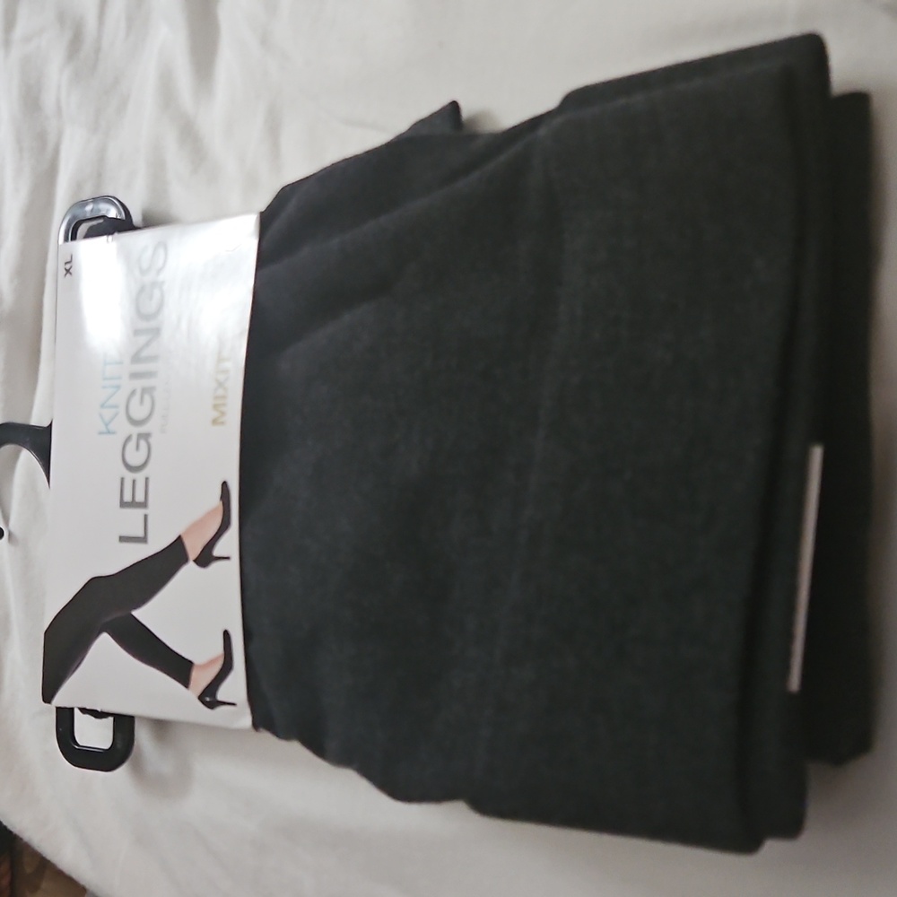 Mixit Charcoal Knit Leggings Full Length Size XL